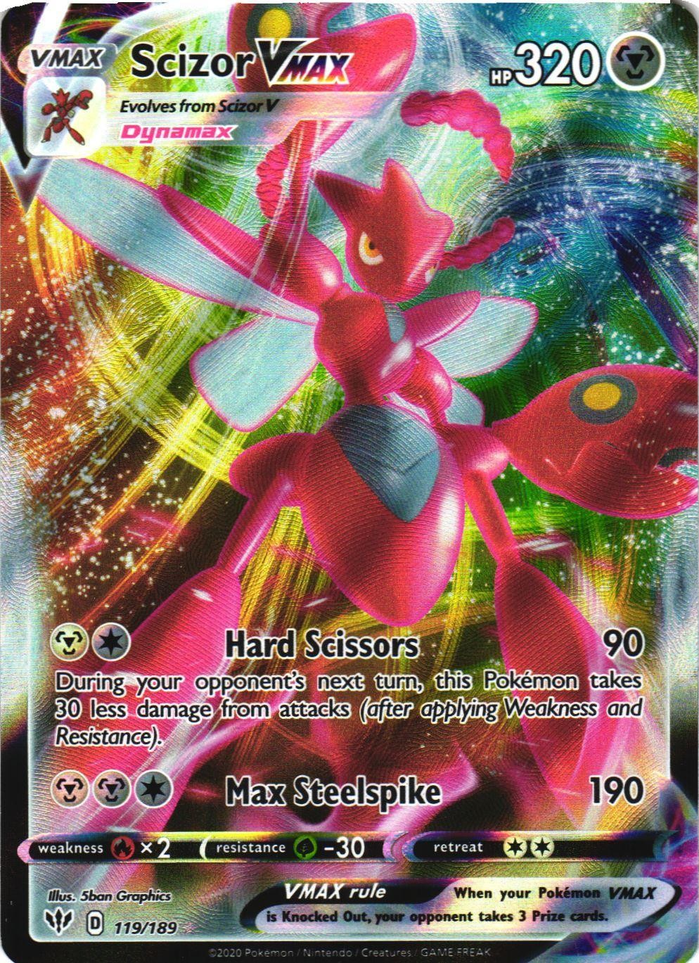 SCIZOR VMAX 119/189 HOLO VMAX RARE DARKNESS ABLAZE POKEMON NEAR MINT
