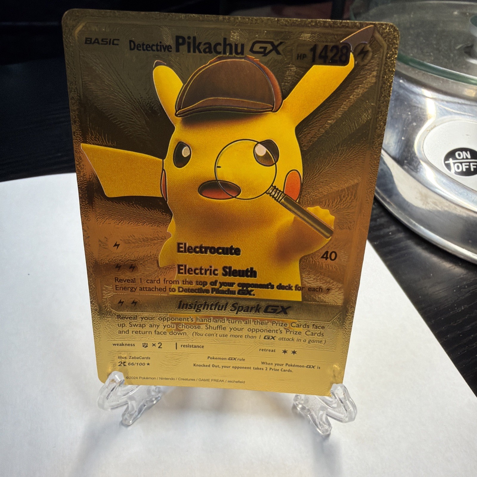 Detective Pikachu GX Gold Foil Fan Art Card Hp1428 Electric Sleuth💥💥💥
