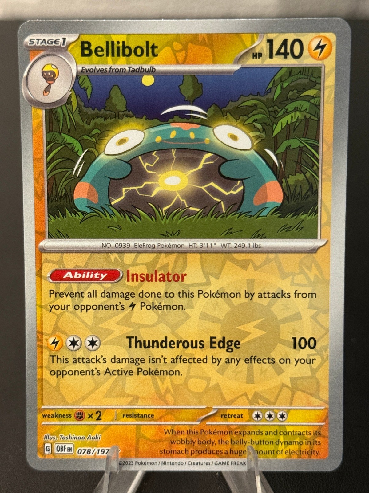 Bellibolt – Reverse Holo Uncommon SV03: Obsidian Flames 078/197 NM