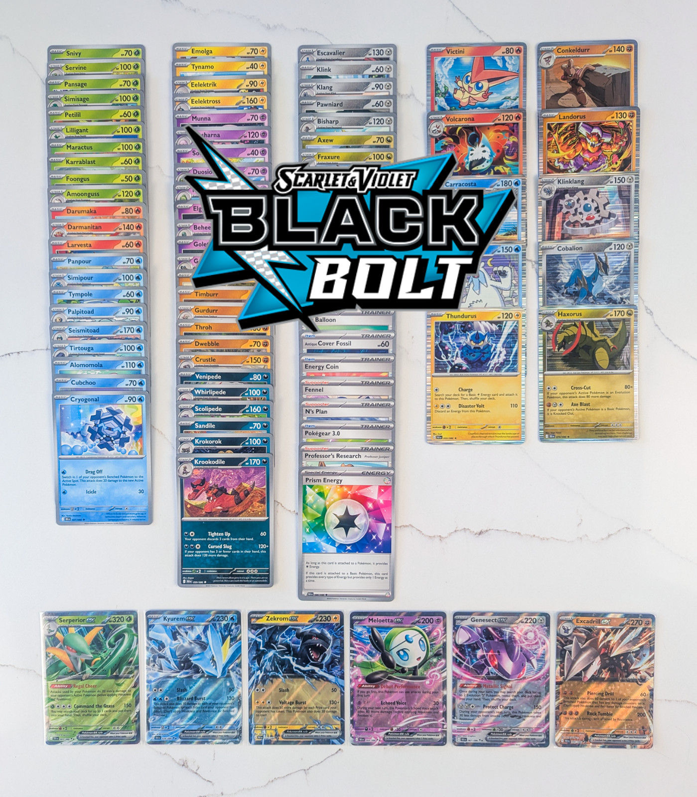 Pokemon Black Bolt – Complete Base Set – C/U/R/EX (86 Cards)