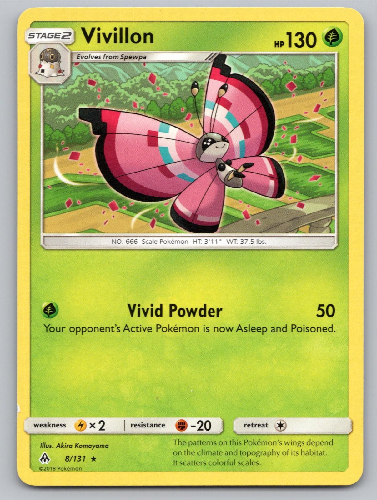 2018 POKEMON VIVILLON FORBIDDEN LIGHT 8/131 RARE NM A25048 FREE S&H