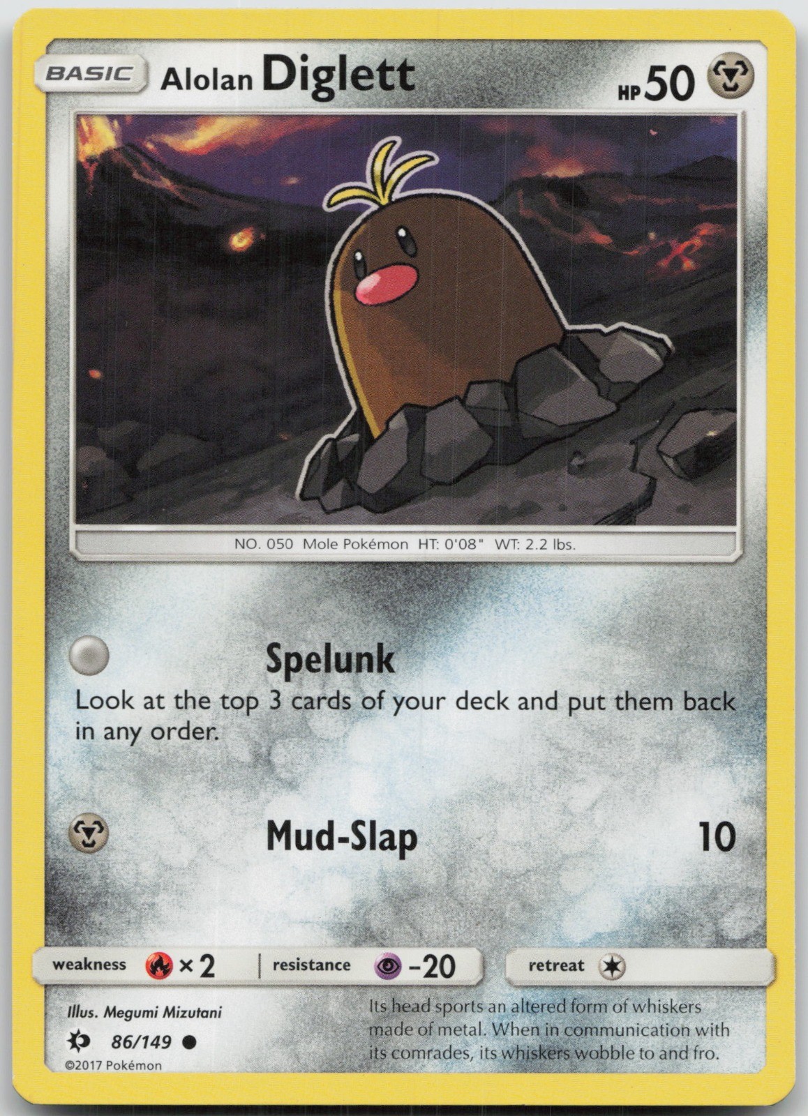 Alolan Diglett Common SM Base Set 86/149 LP Megumi Mizutani