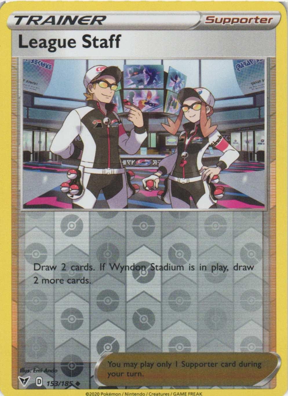 League Staff 153/185 Uncommon Vivid Voltage Pokemon Reverse Holo Near Mint