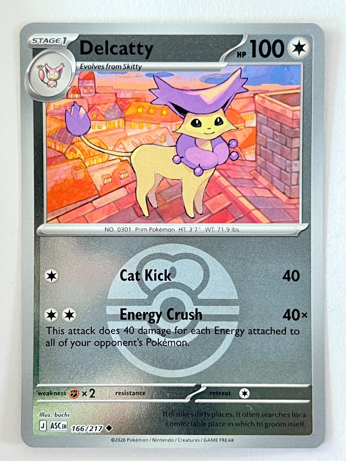 Delcatty 166/217 Reverse Holo Love Ball Ascended Heroes Pokemon TCG Near Mint NM
