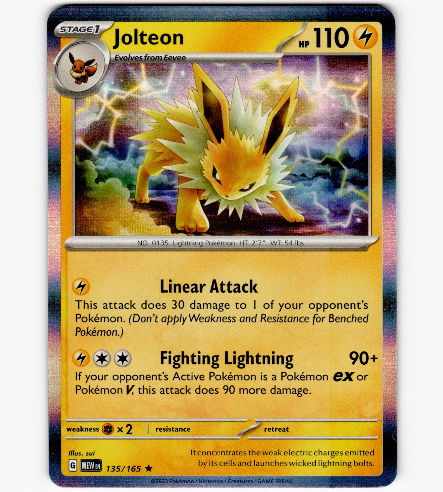 Jolteon 135/165 SV: Scarlet & Violet 151 Rare Holo NM-LP