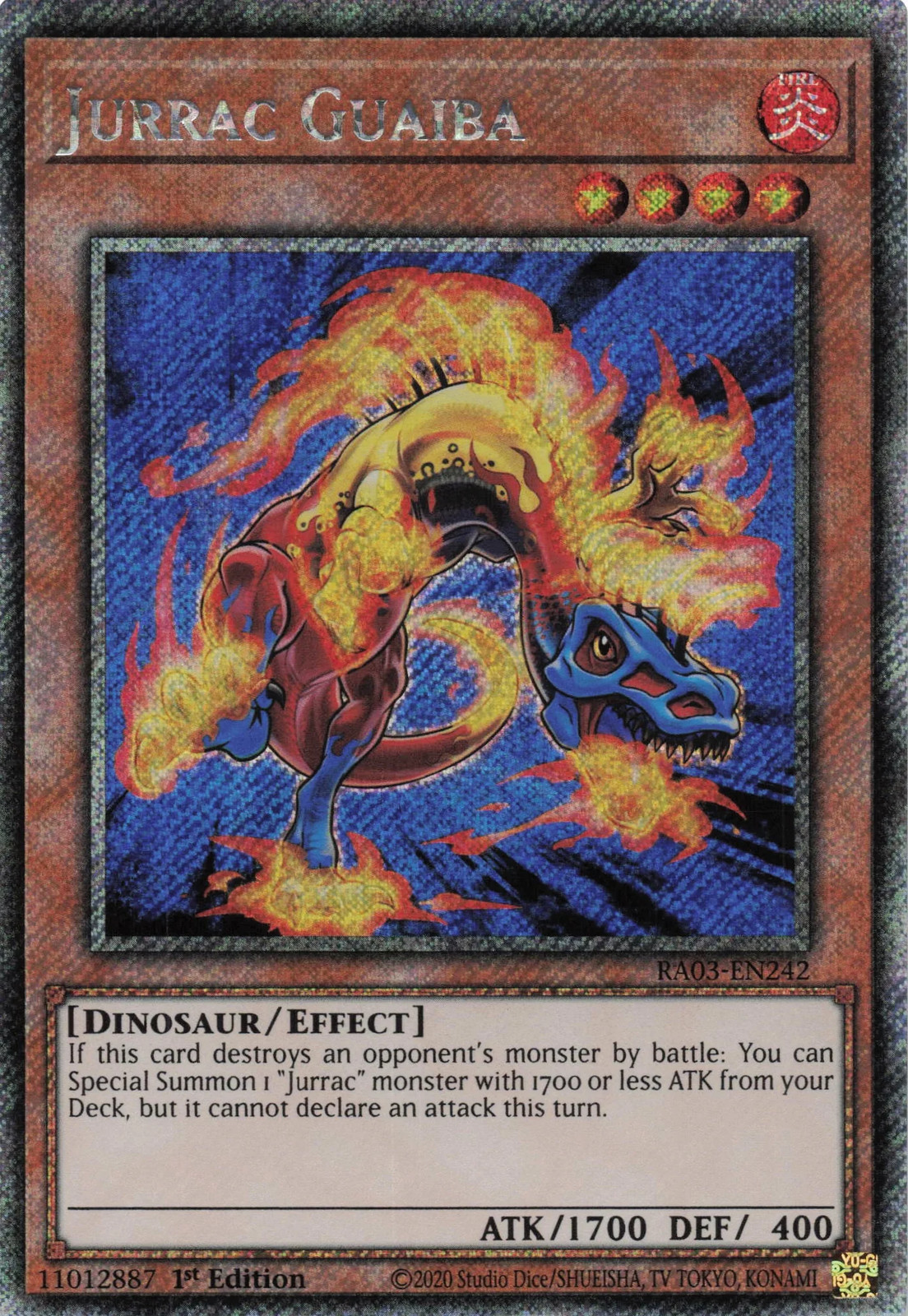 Yugioh RA03-EN242 – Jurrac Guaiba – Platinum Secret Rare