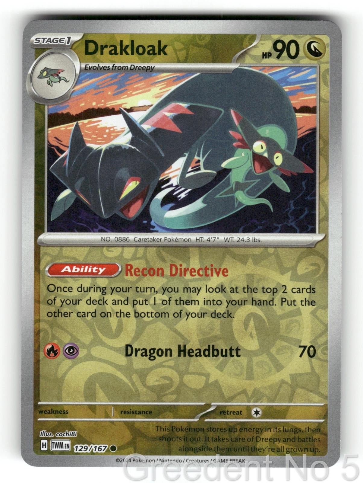Drakloak 129/167 Common Twilight Masquerade Pokemon Reverse Holo Lightly Played