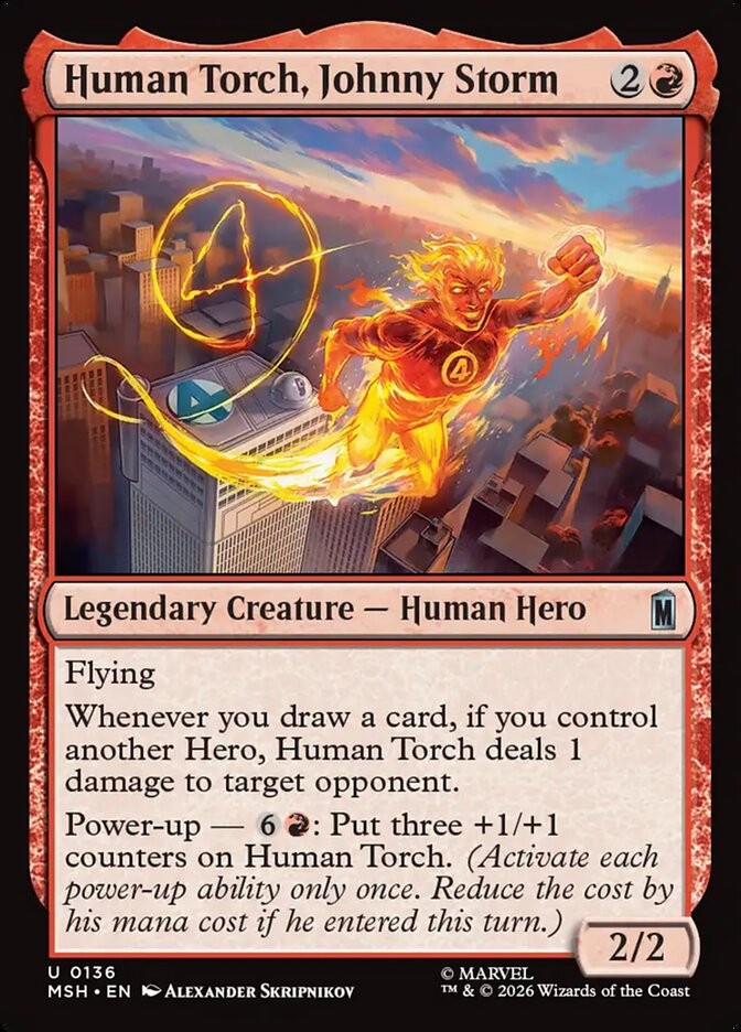 MTG Marvel Super Heroes U Human Torch, Johnny Storm #0136 PLAYSET 4X X4