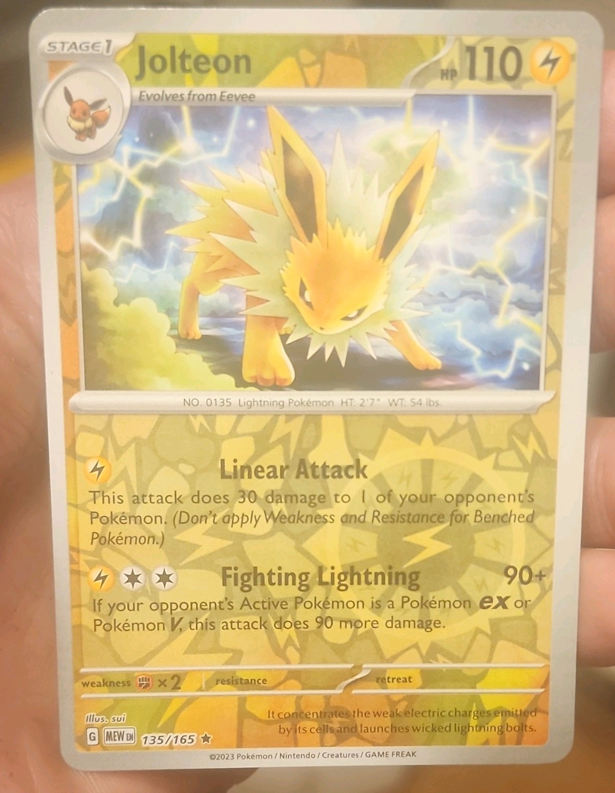 The Pokémon Company Jolteon 135/165 SV: 151 Rare Reverse Holo ENG 2023 HP110