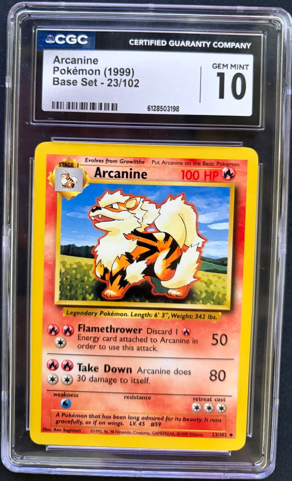 1999 Pokemon Base Set Arcanine #23/102 CGC 10 GEM MINT Unlimited Vintage WOTC