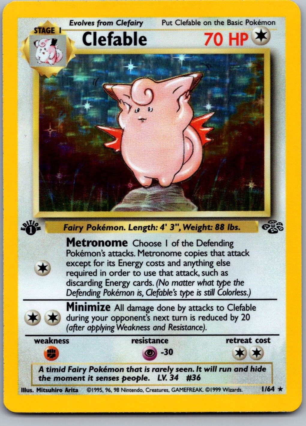 Clefable (1) 1st Edition Holo Holo Rare Jungle 01/64