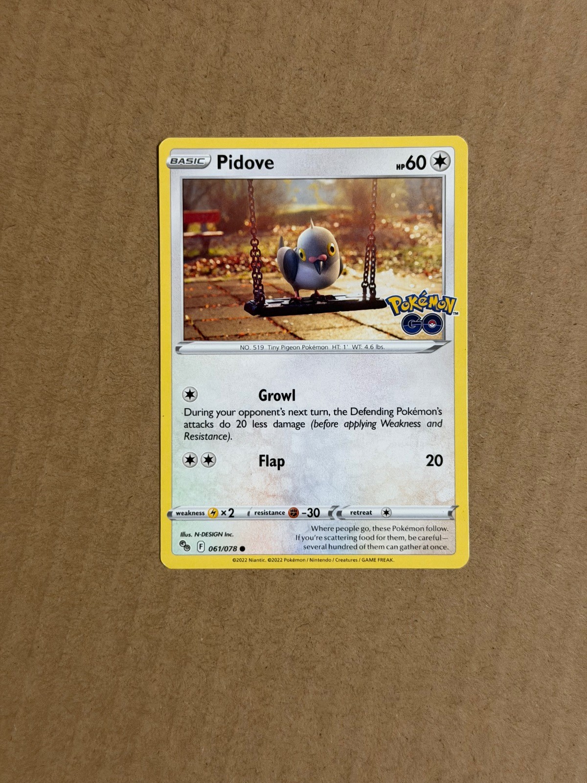 Pidove 061/078 Pokemon GO Pokemon NM N-DESIGN Inc.