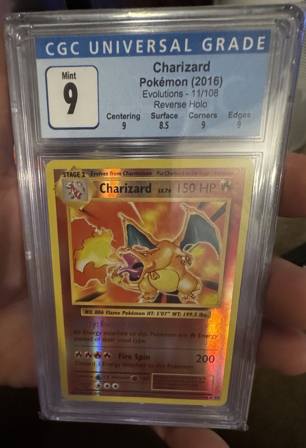 Pokémon TCG 2016 Charizard Evolutions 11/108 Holo + Reverse Holo CGC MINT 9 SET