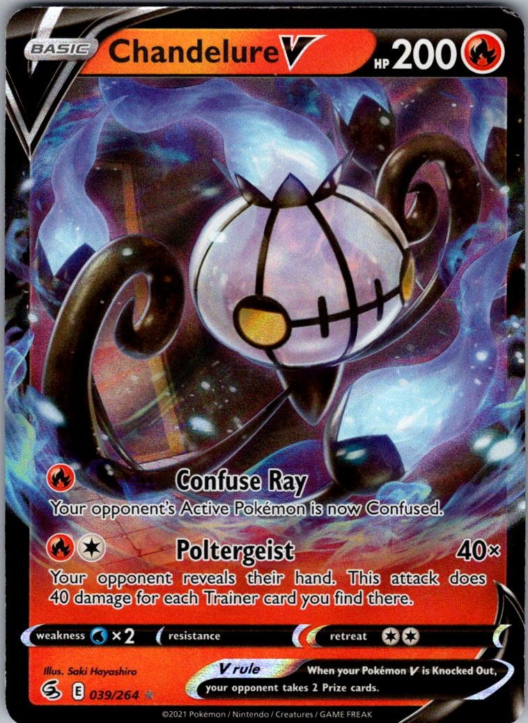 Chandelure V Holo Ultra Rare SWSH08: Fusion Strike 039/264 NM Saki Hayashiro