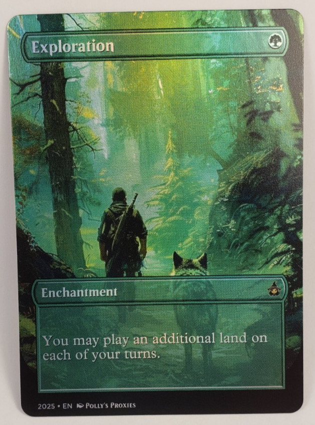 Exploration FOIL Proxy Playtest Card with Custom Fantasy Wolf Art Design