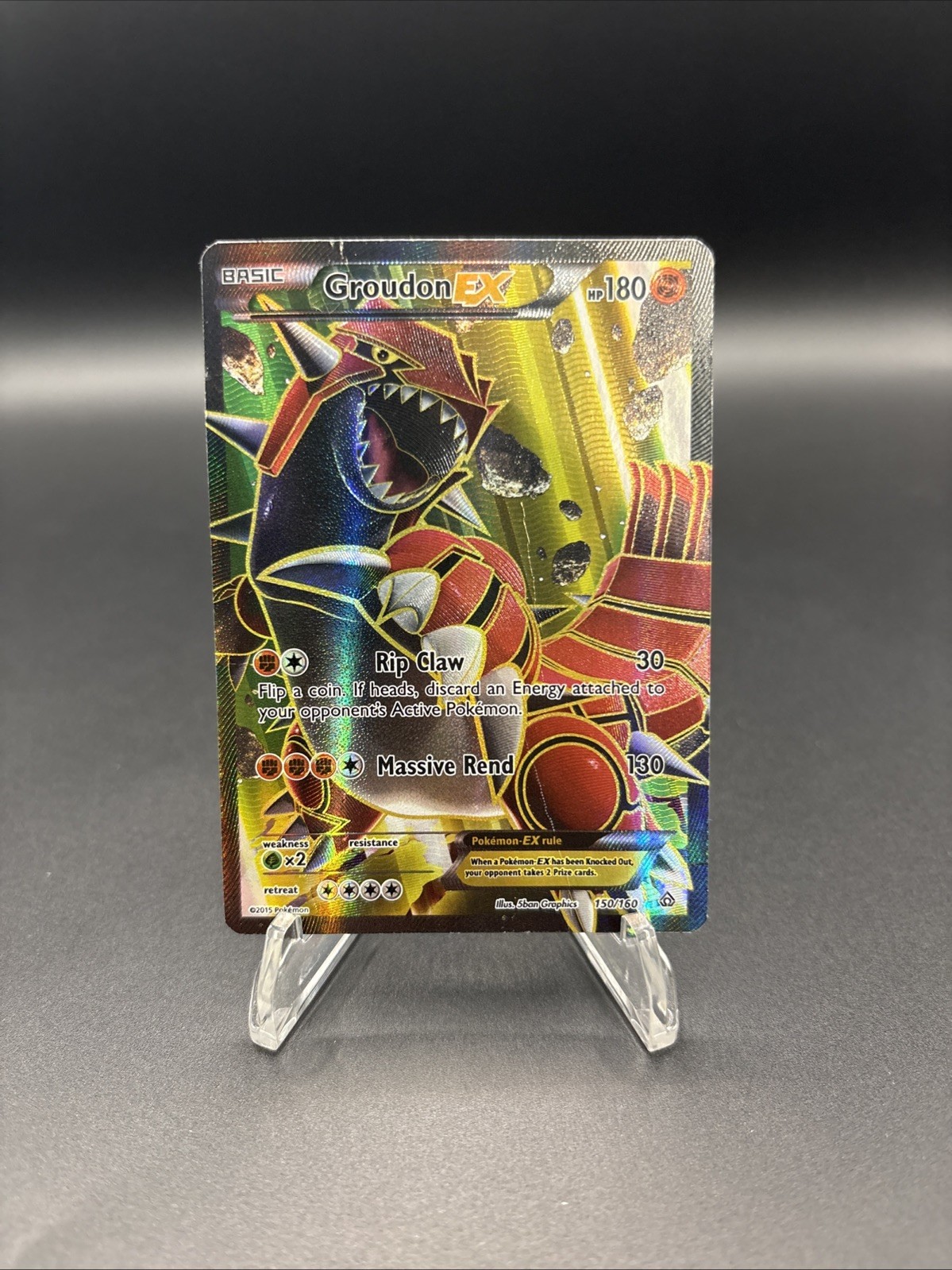 Groudon EX 150/160 Pokemon TCG Primal Clash Damaged