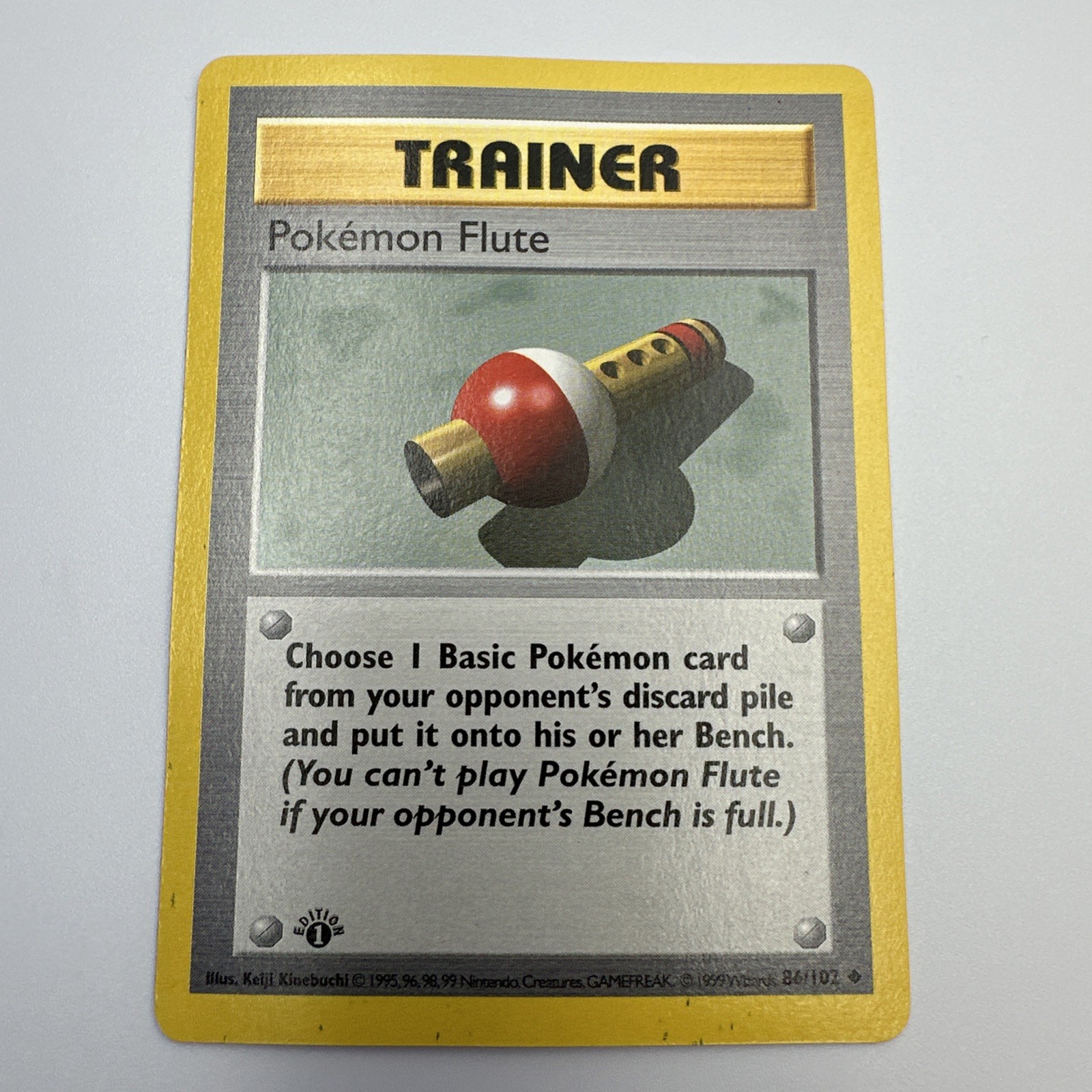 1999 Pokémon Flute Trainer 1st Edition Base Set Shadowless 86/102 Uncommon