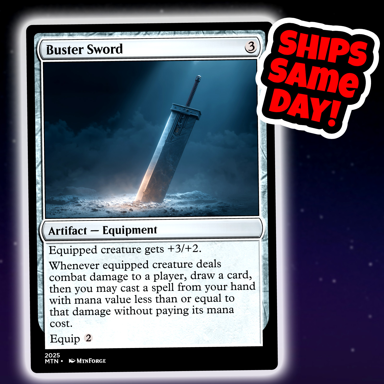 Buster Sword – Custom Art Magic: The Gathering Playtest Card – Commander EDH