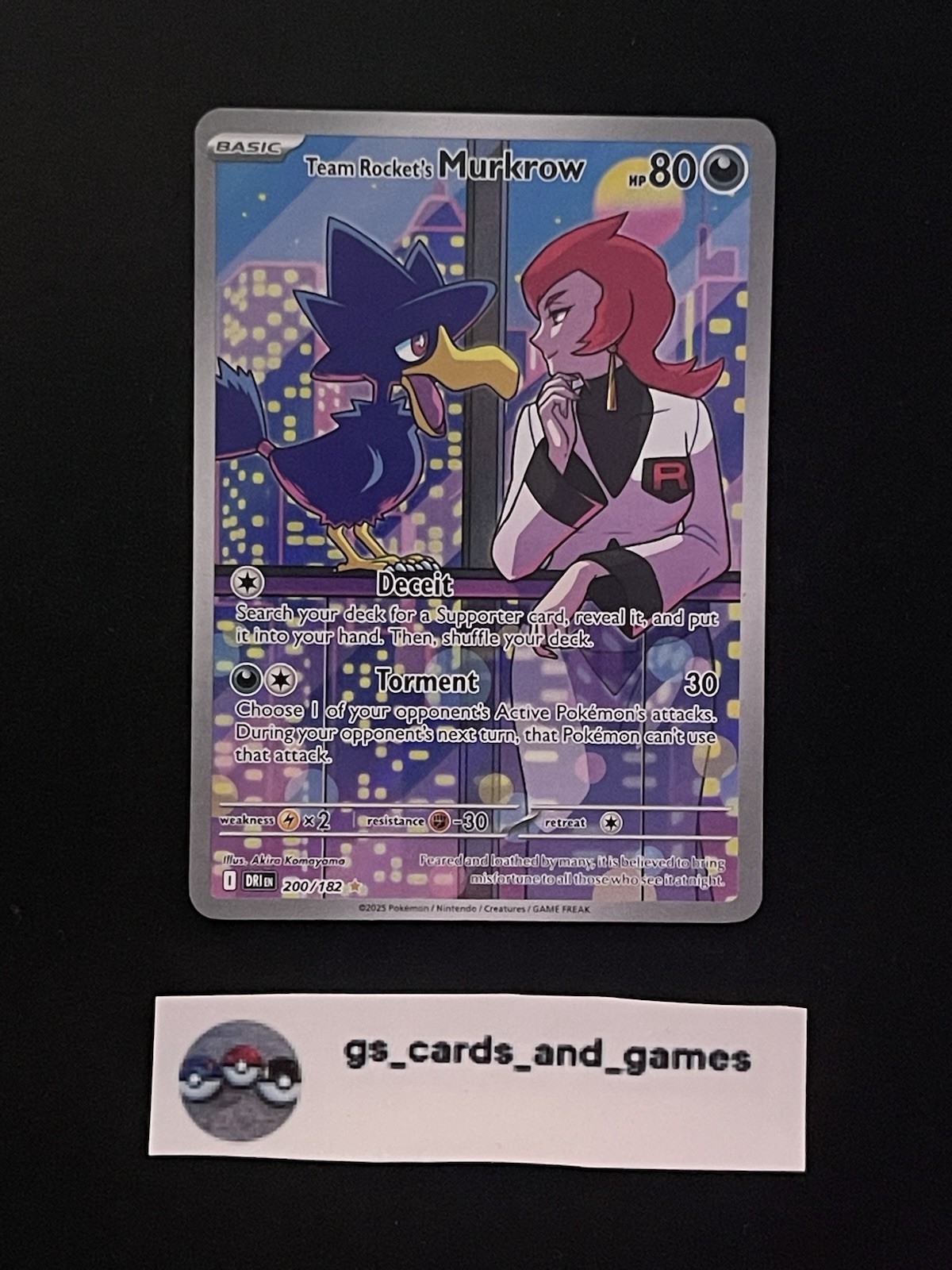 Team Rocket’s Murkrow 200/182 Illustration Rare – Destined Rivals – Pokemon TCG