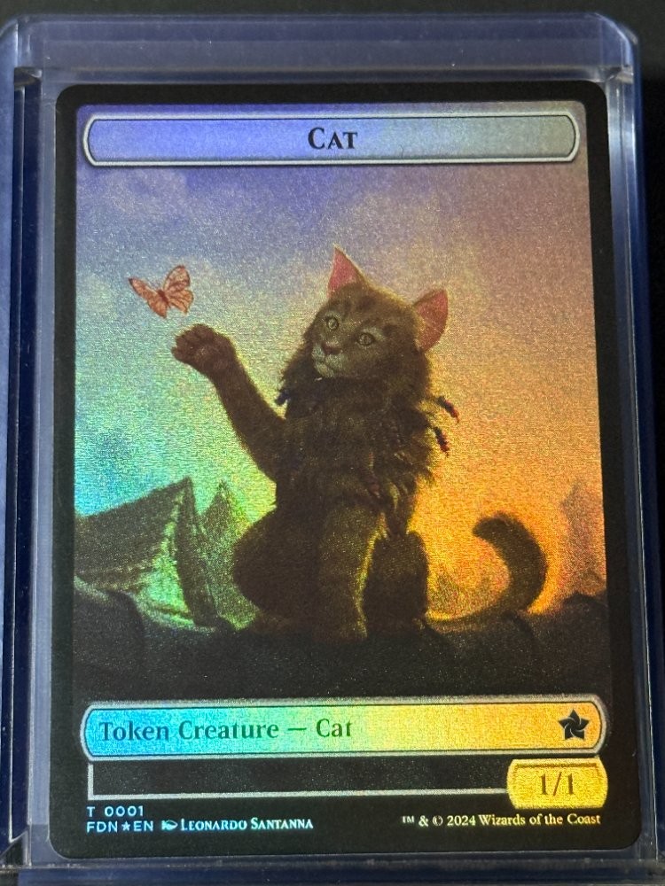 Cat//Spirit Token x2 Set FDN 1/7 Magic MTG FOIL NM