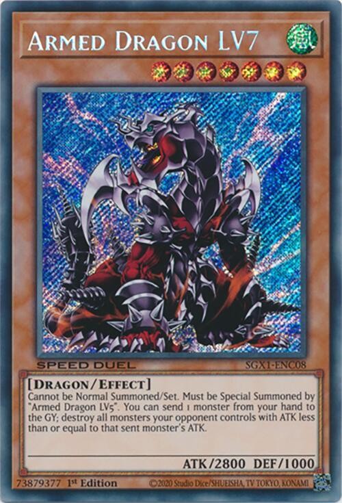 Yugioh Armed Dragon LV7 (Secret Rare) 1st Edition Secret Rare SGX1-ENC08 NM