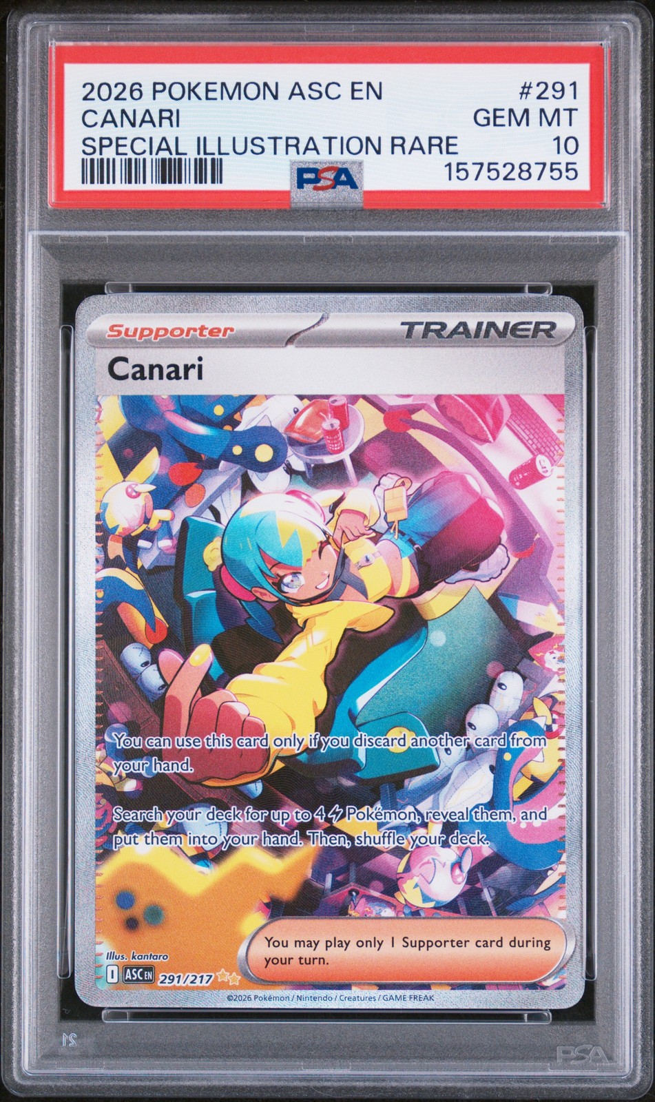 2026 POKEMON ASC EN-ASCENDED HEROES SPECIAL ILLUSTRATION RARE #291 CANARI PSA 10