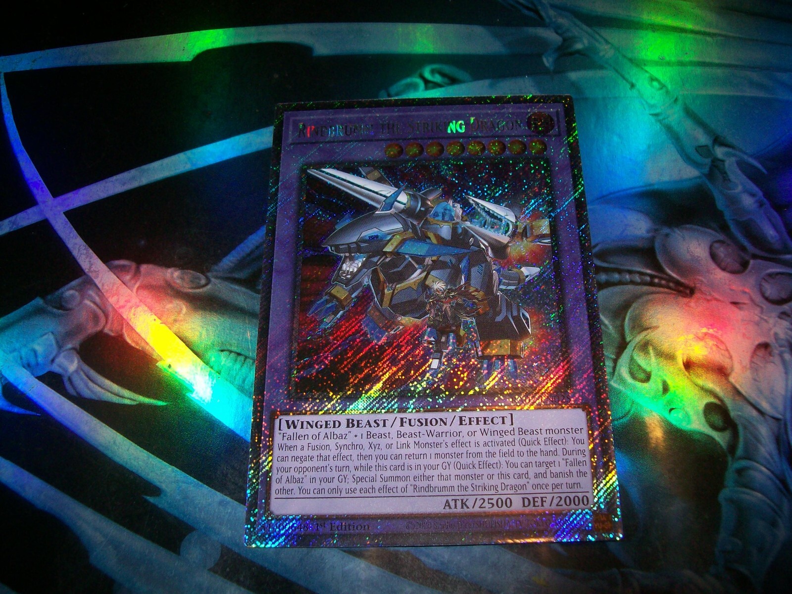Rindbrumm the Striking Dragon 1st Edition Platinum Secret Rare RA02-EN025