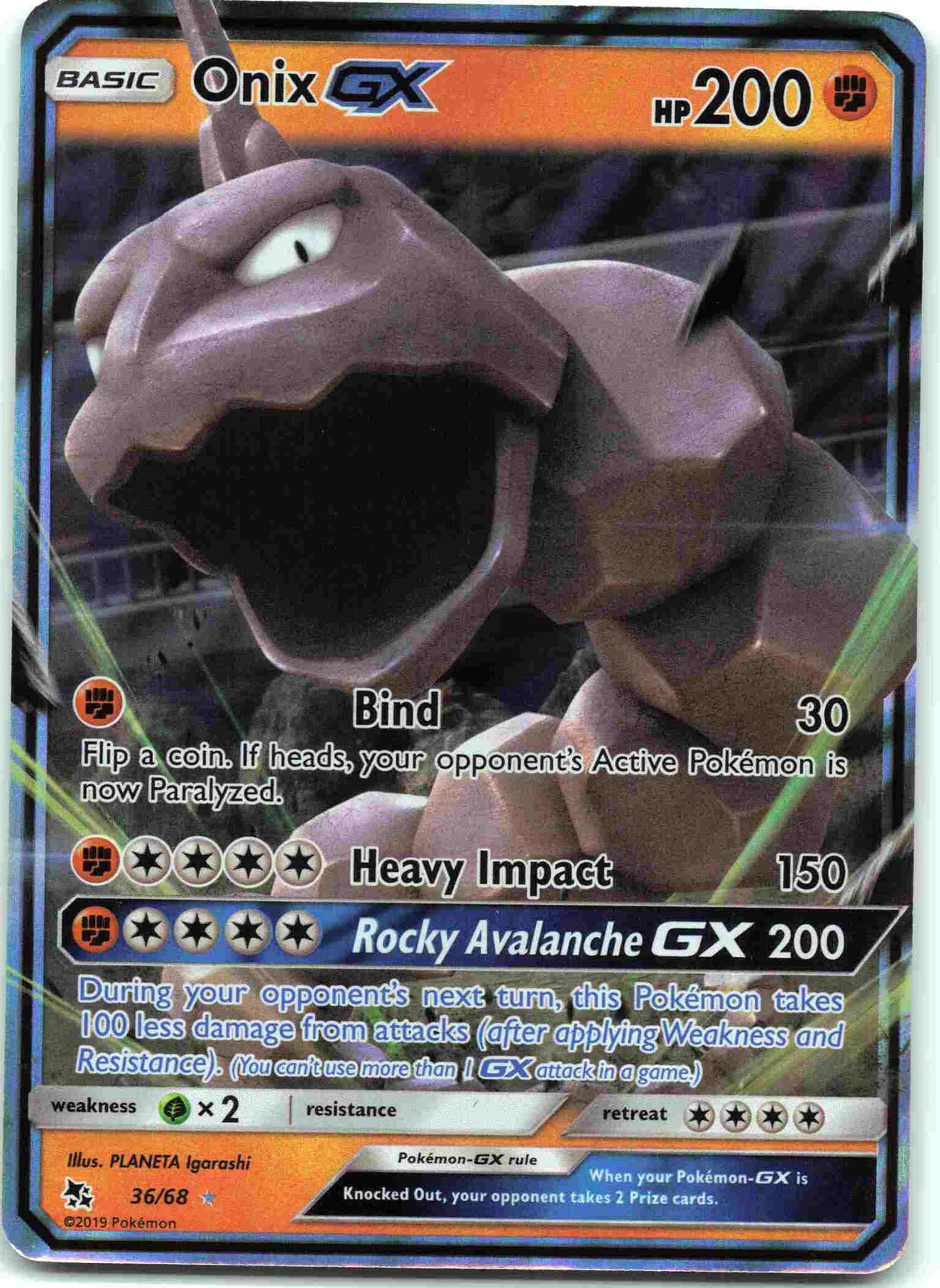 Onix GX Ultra Rare Hidden Fates HIF Fighting Holofoil 36/68 NM