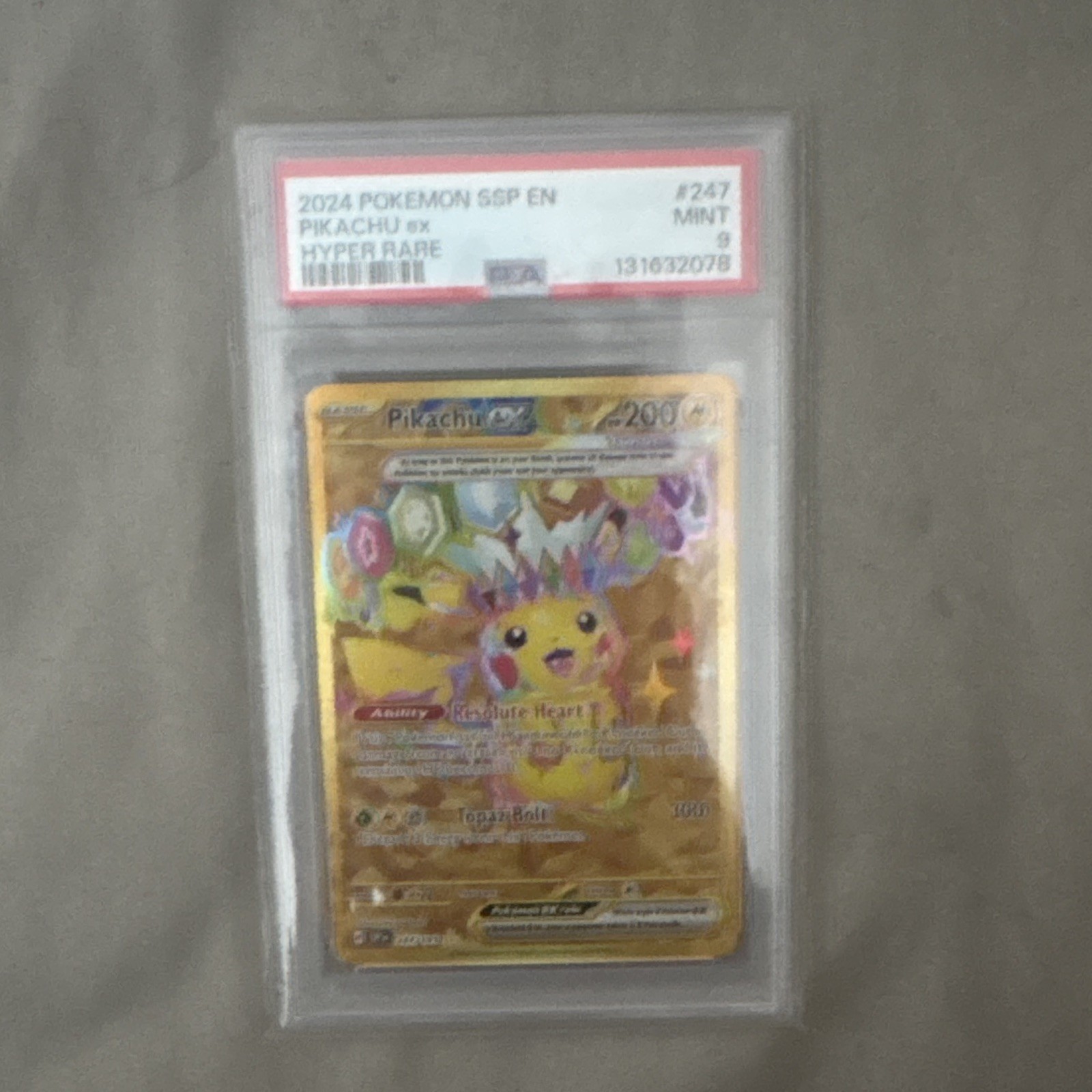 The Pokémon Company Pikachu ex 247/191 Sv08: Surging Sparks Hyper Rare Holo PSA