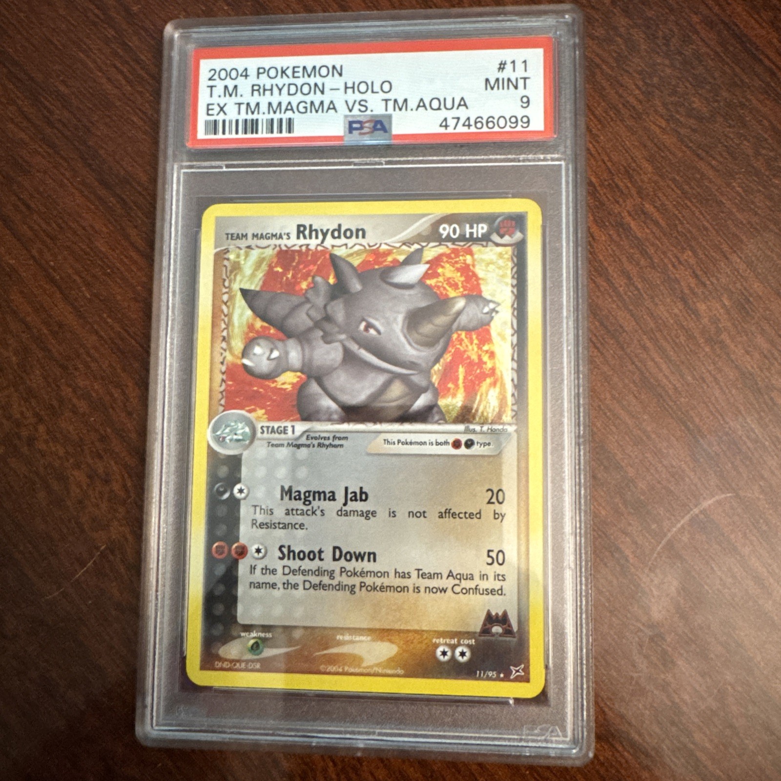 2004 Pokemon EX Team Magma Vs. Team Aqua Team Magma’s Rhydon Holo 11/95 PSA 9
