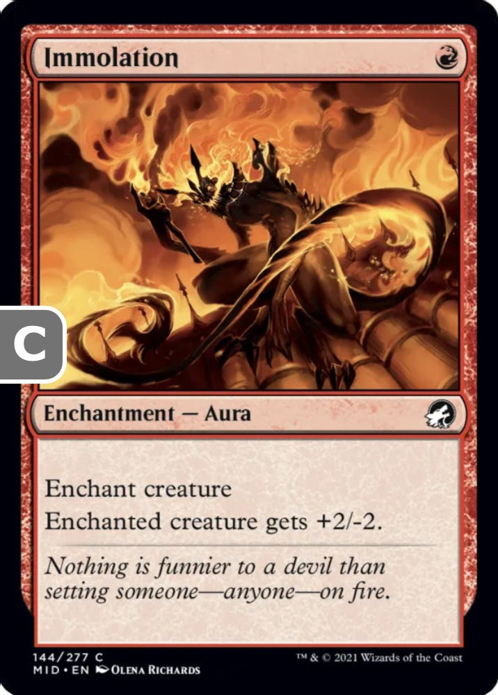 MTG Immolation Midnight Hunt Common Enchantment Aura NM