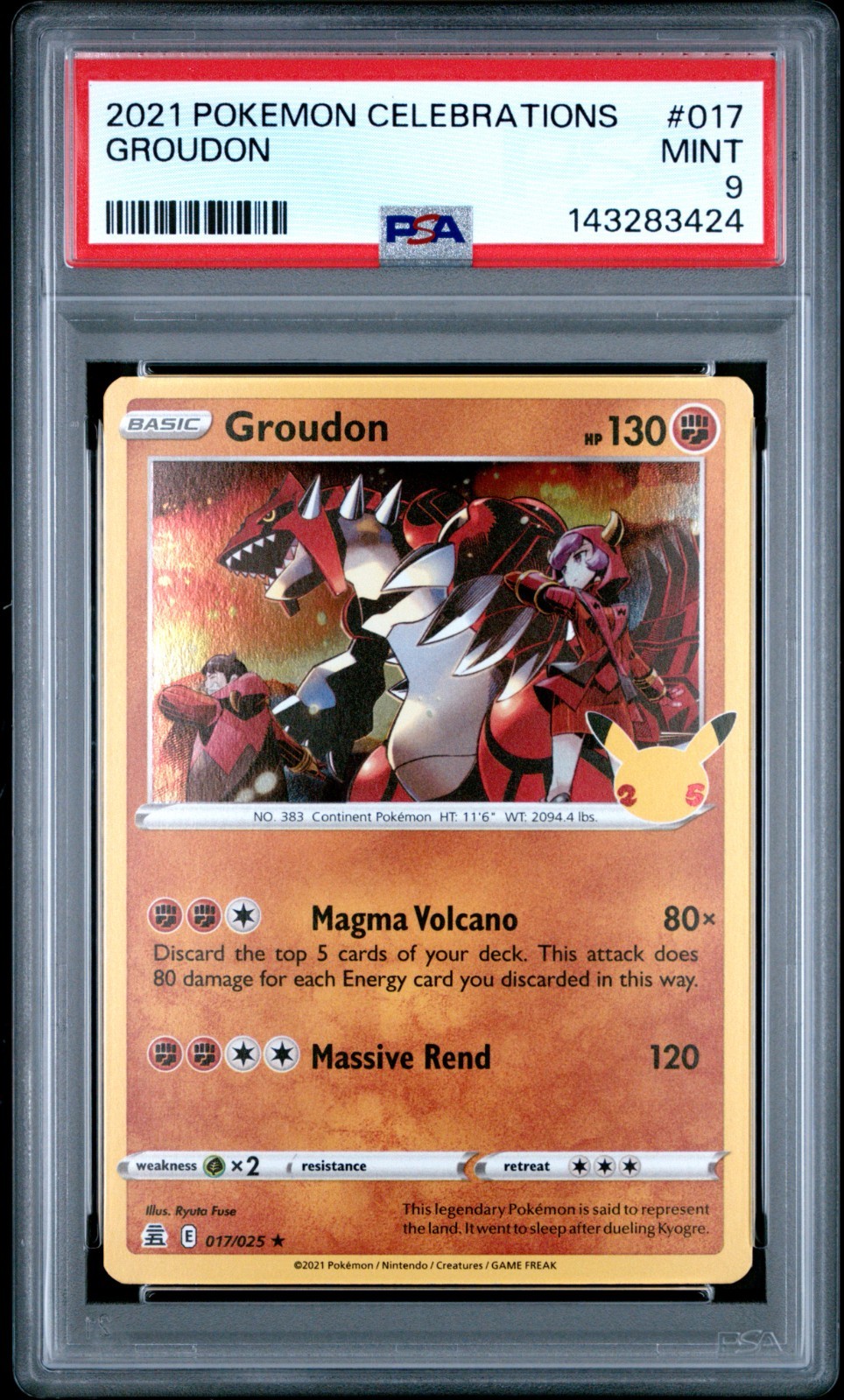 2021 POKEMON CELEBRATIONS 017 GROUDON – PSA 9