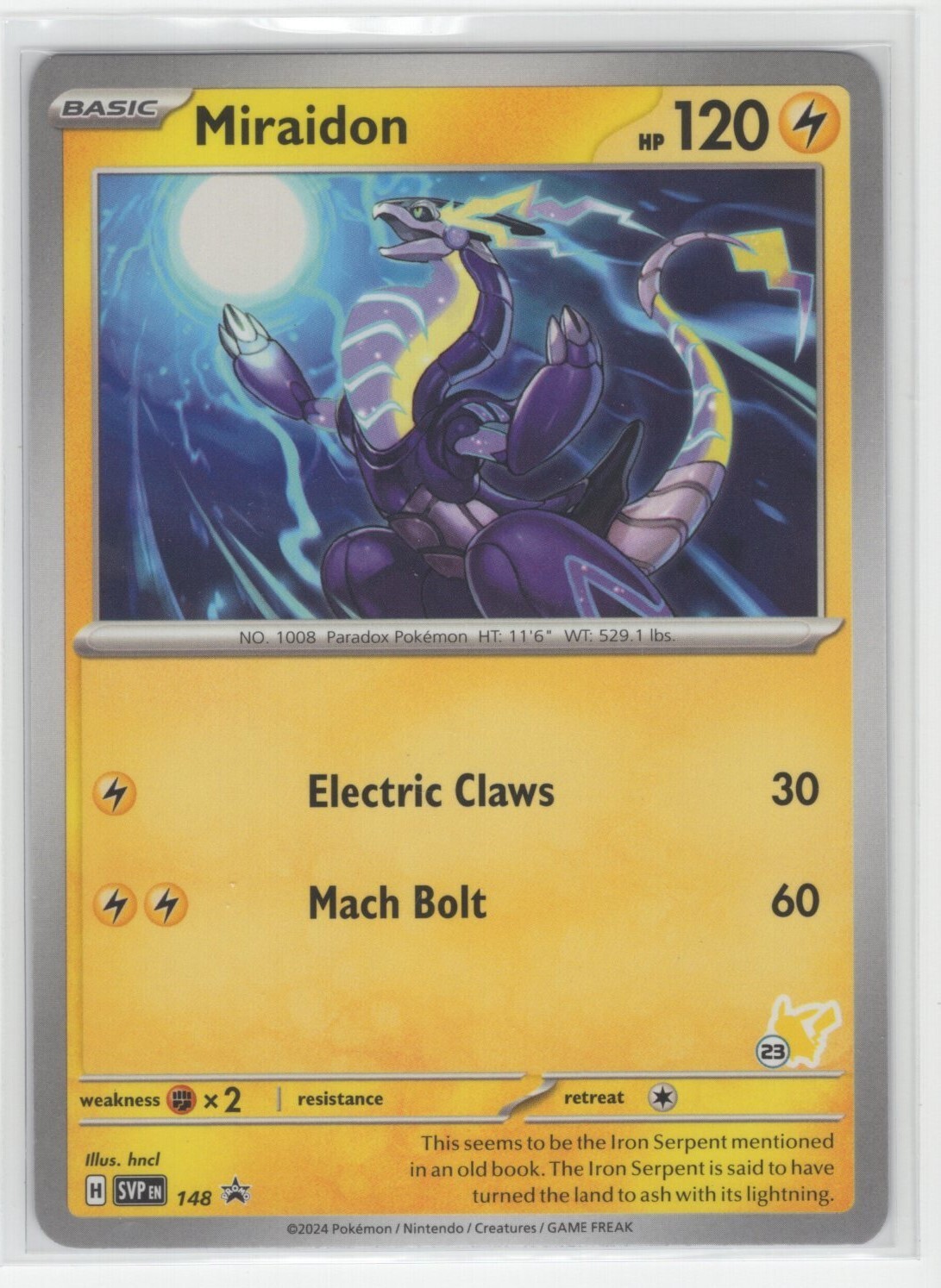 Pokemon Scarlet & Violet Black Star Promo – Miraidon SVP 148 Pikachu Stamp #23