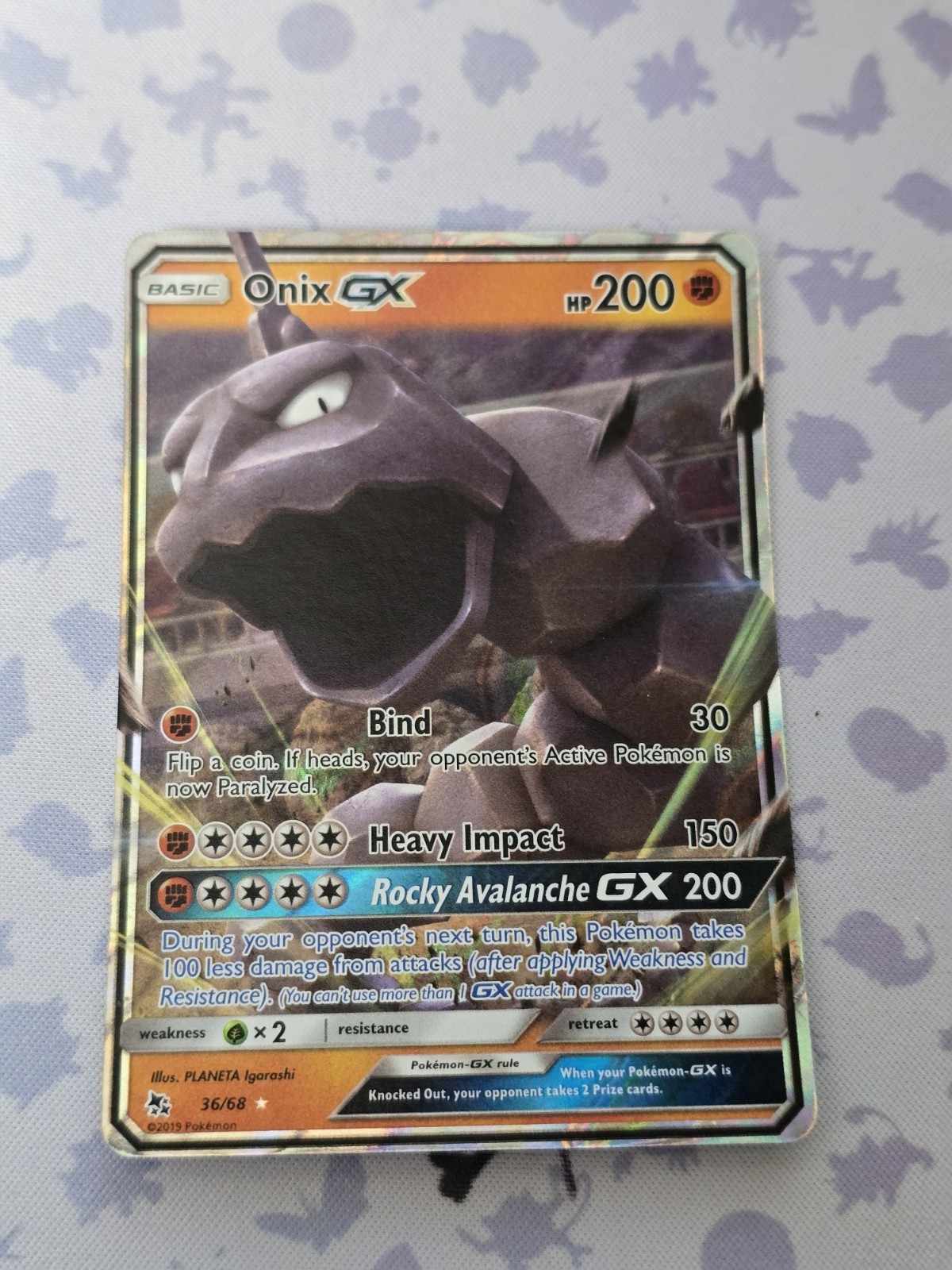 Pokemon Hidden Fates Onix GX 36/68 NM 005