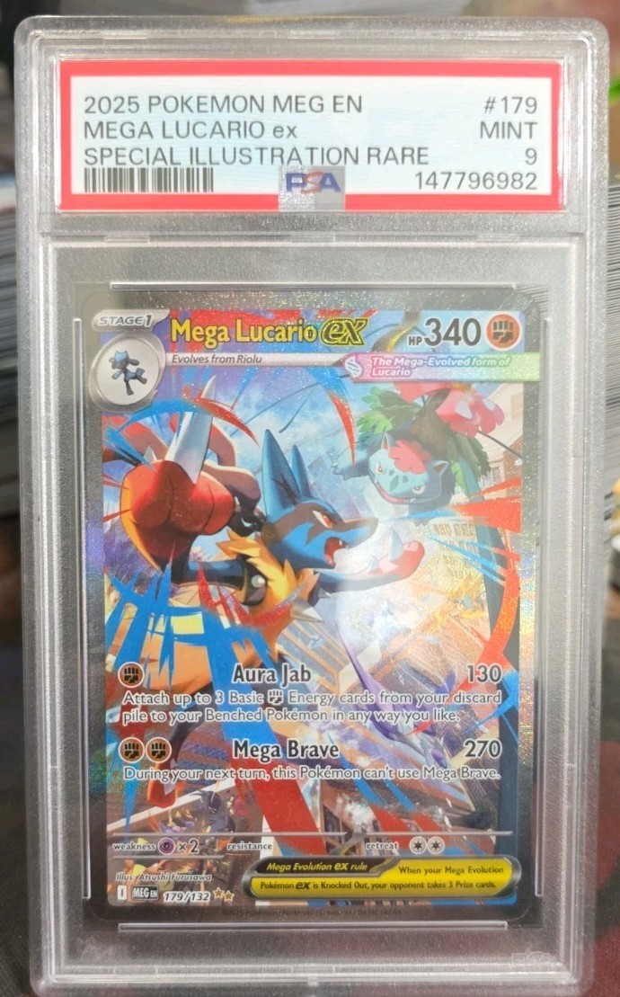 2025 POKEMON MEG EN-MEGA EVOLUTION #179 MEGA LUCARIO EX PSA 9