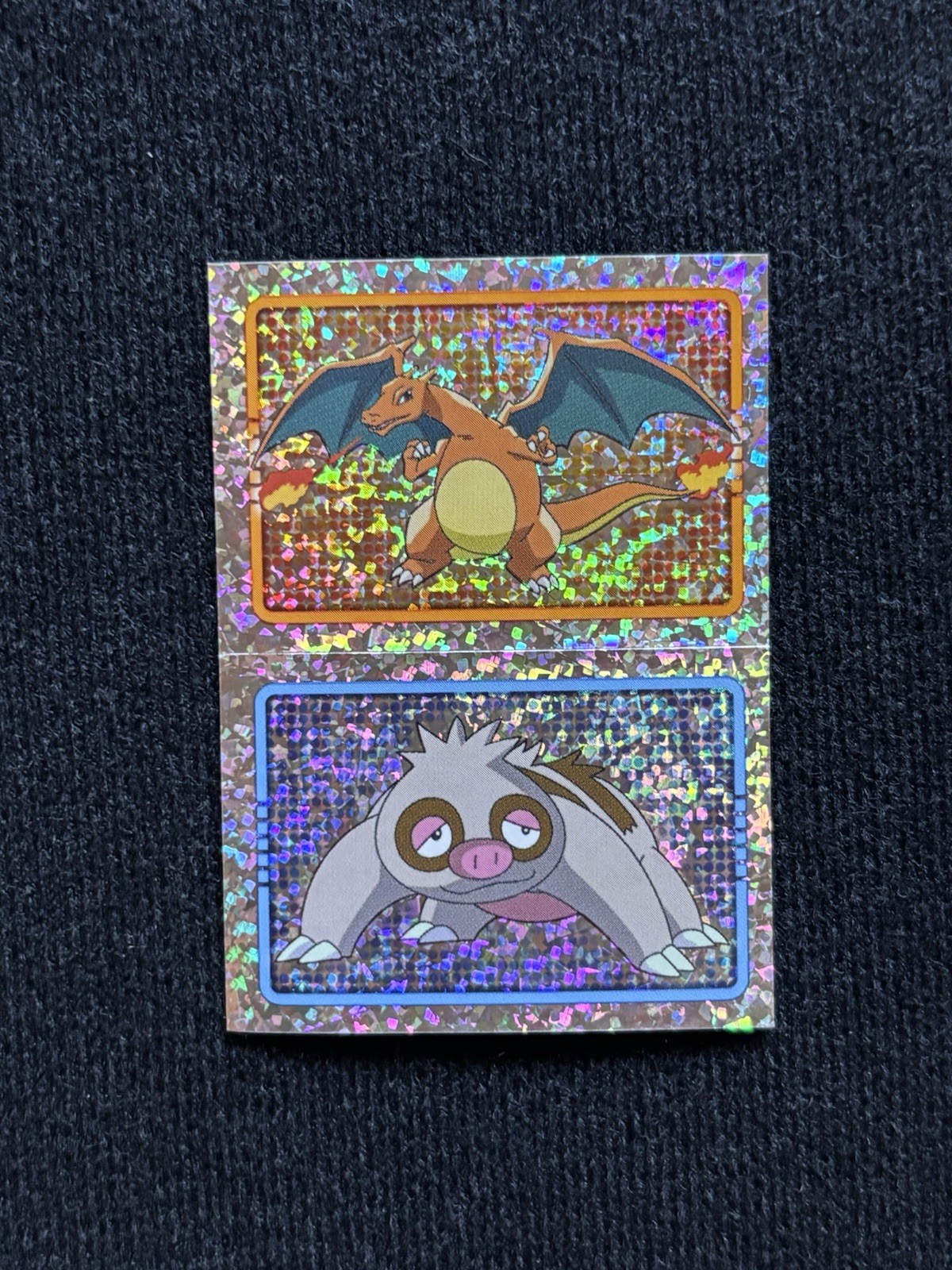 POKEMON HOLO FOIL STICKER N°06 CHARIZARD N°287 SLAKOTH MERLIN TOPPS SERIES 2005