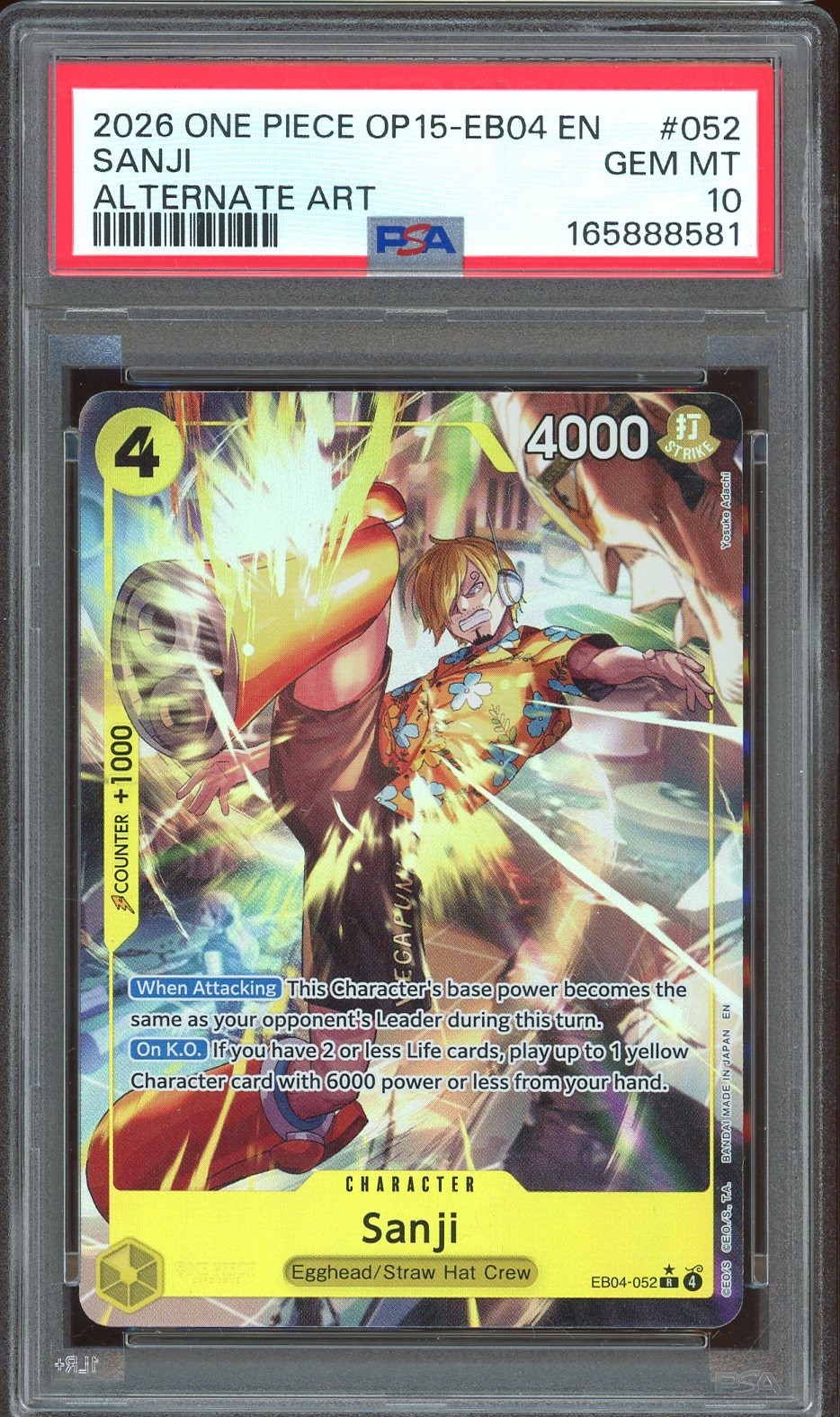 2026 One Piece OP15-EB04 EN Kami’s Island #052 Sanji Alternate Art PSA 10