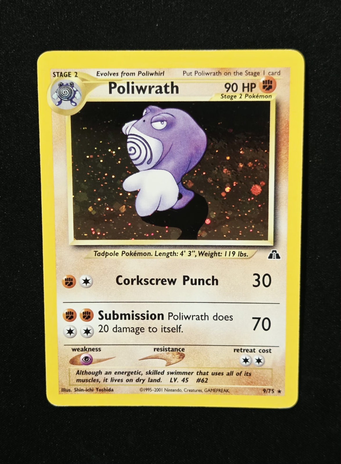Poliwrath 9/75 Holo Rare Neo Discovery WoTC Pokemon Card 2001