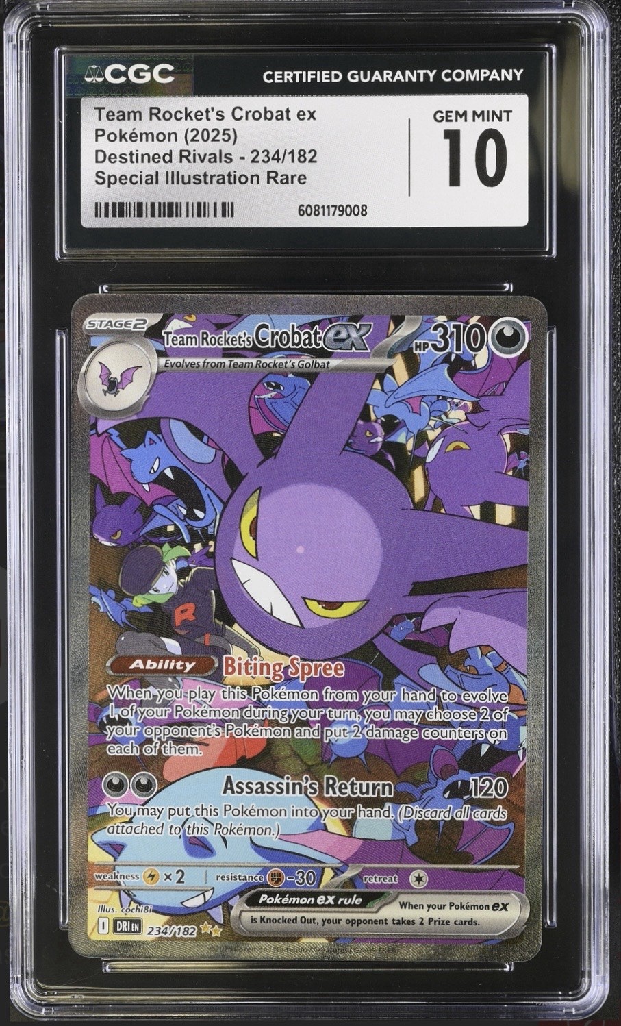 Team Rocket’s Crobat EX CGC 10 Pokemon 2025 S&V Destined Rivals SIR 234 Low POP