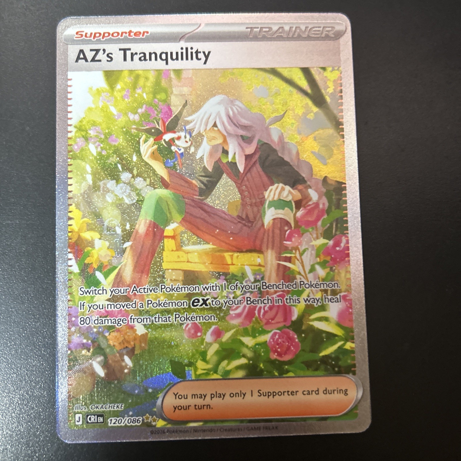 AZ’s Tranquility Trainer Supporter Pokémon TCG Card 120/086 Chaos Rising B