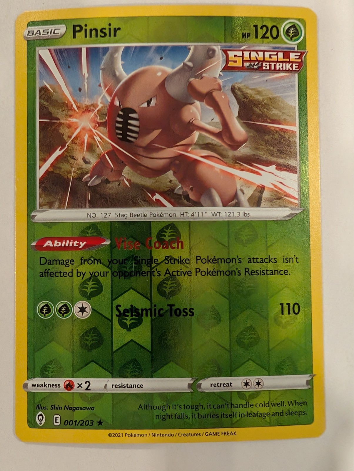 Pinsir 001/203 – Evolving Skies Pokemon Reverse Holo Foil Nice!