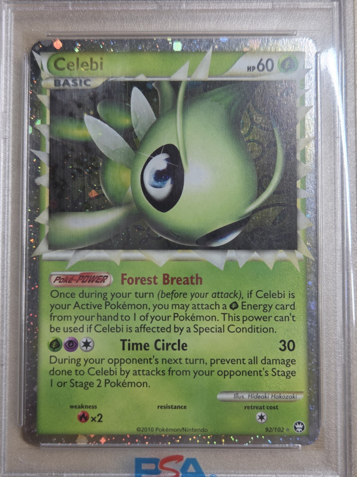 2010 Pokemon Heartgold & SoulSilver Triumphant Celebi Prime 92/102 PSA 8 LOW POP