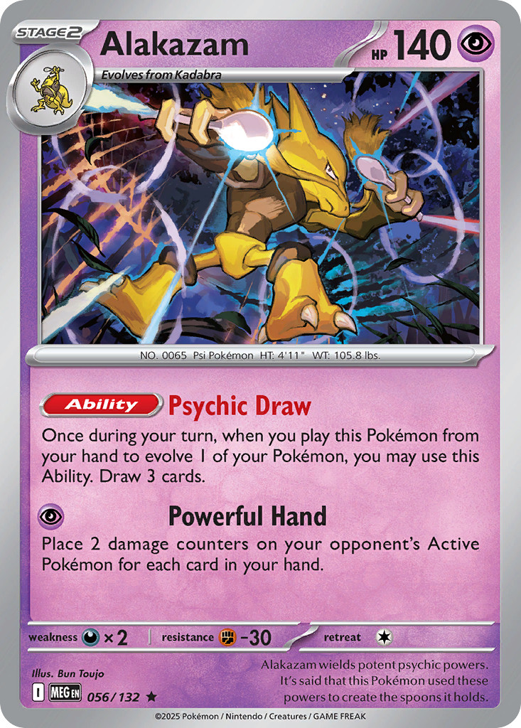 Alakazam 056/132 Rare Mega Evolution Pokemon Holo Near Mint