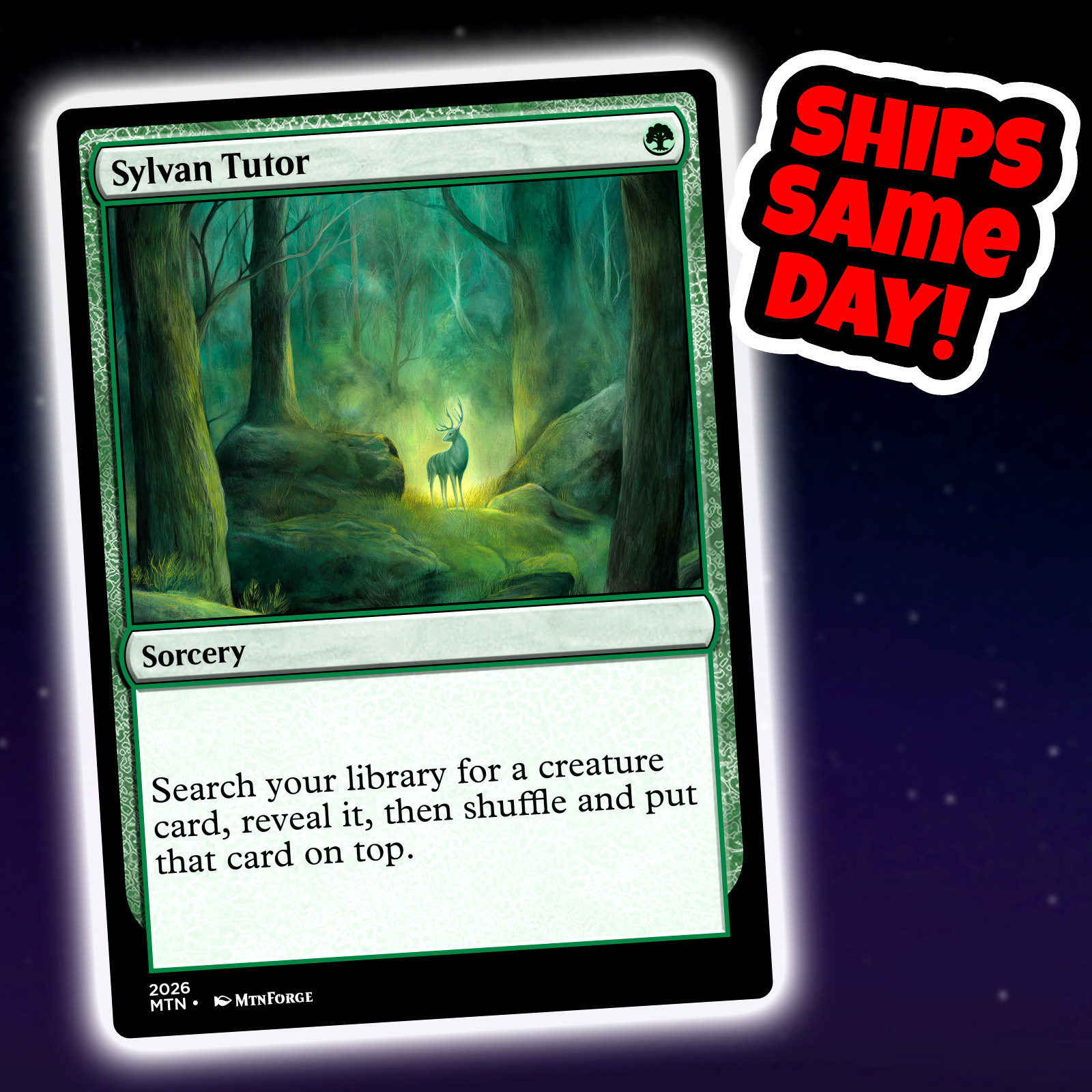 Sylvan Tutor – Custom Art Magic: The Gathering Playtest Card – Commander EDH
