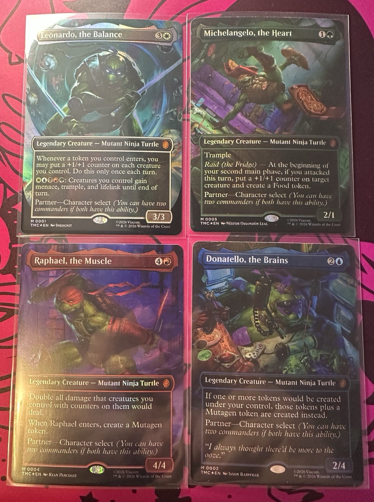 Leonardo Michelangelo Raphael & Donatello Borderless FOIL NM Mythic TMNT MTG