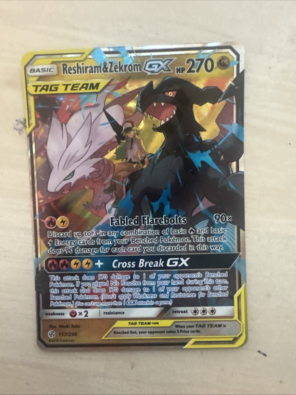Reshiram & Zekrom GX 157/236 Sm-Cosmic Eclipse Holo