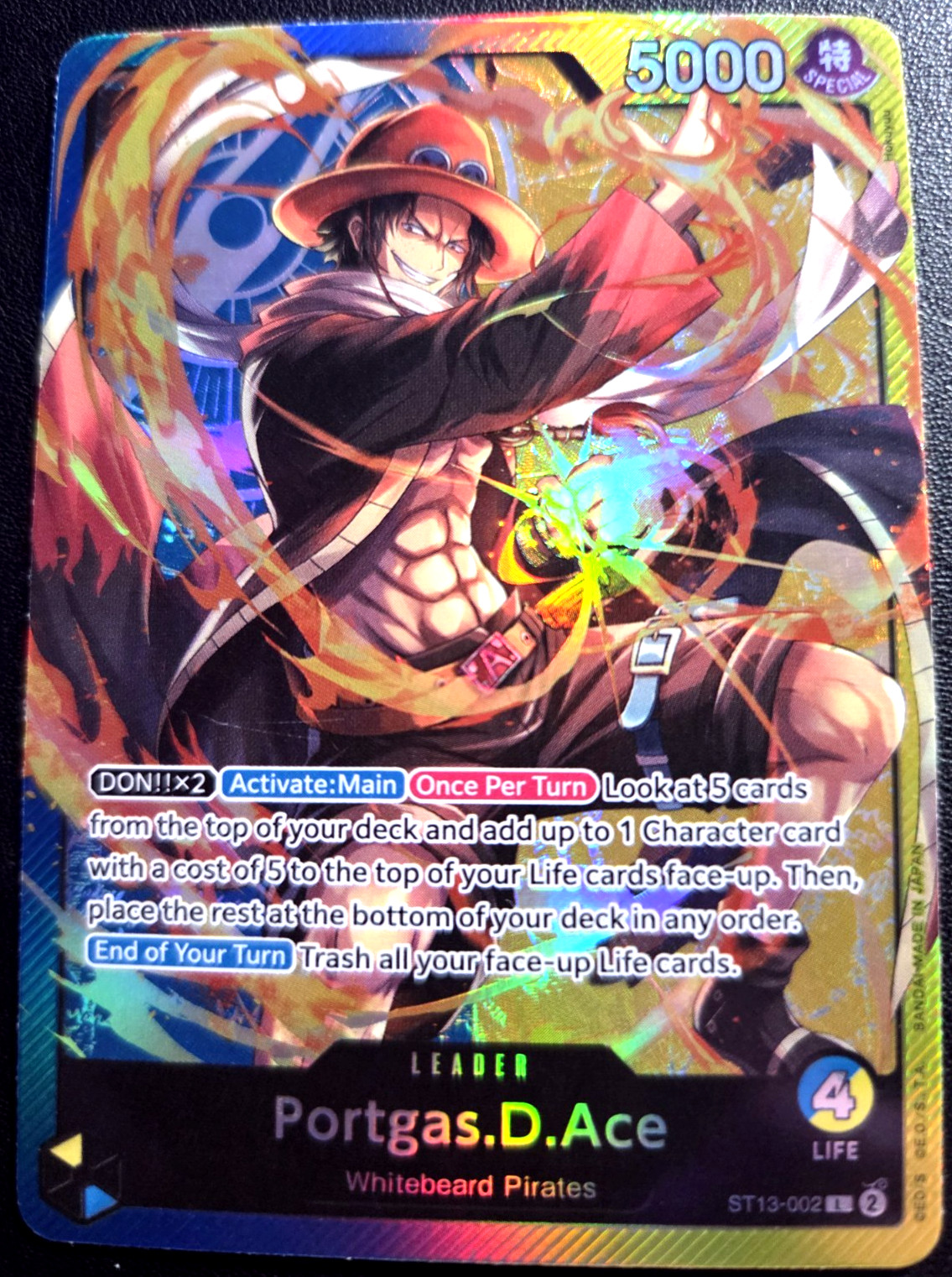 Portgas.D.Ace ST13-002 ONE PIECE Tcg Leader NM Blue / Yellow
