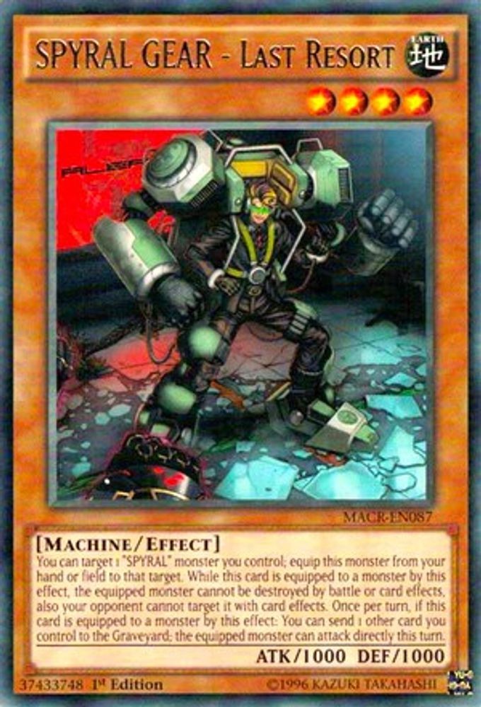 2017 YGO MACR – SPYRAL GEAR Last Resort (#MACR-EN087, 1st, Rare, Lightly Played)