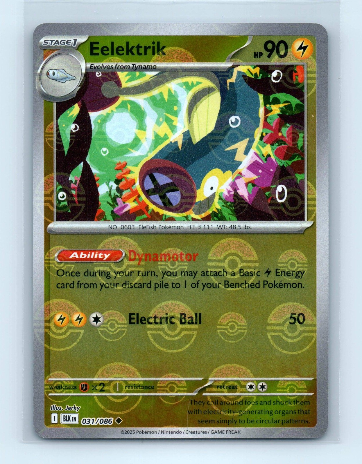 Pokemon tcg SV: Black Bolt Eelektrik (Poke Ball Pattern) Near Mint or Better