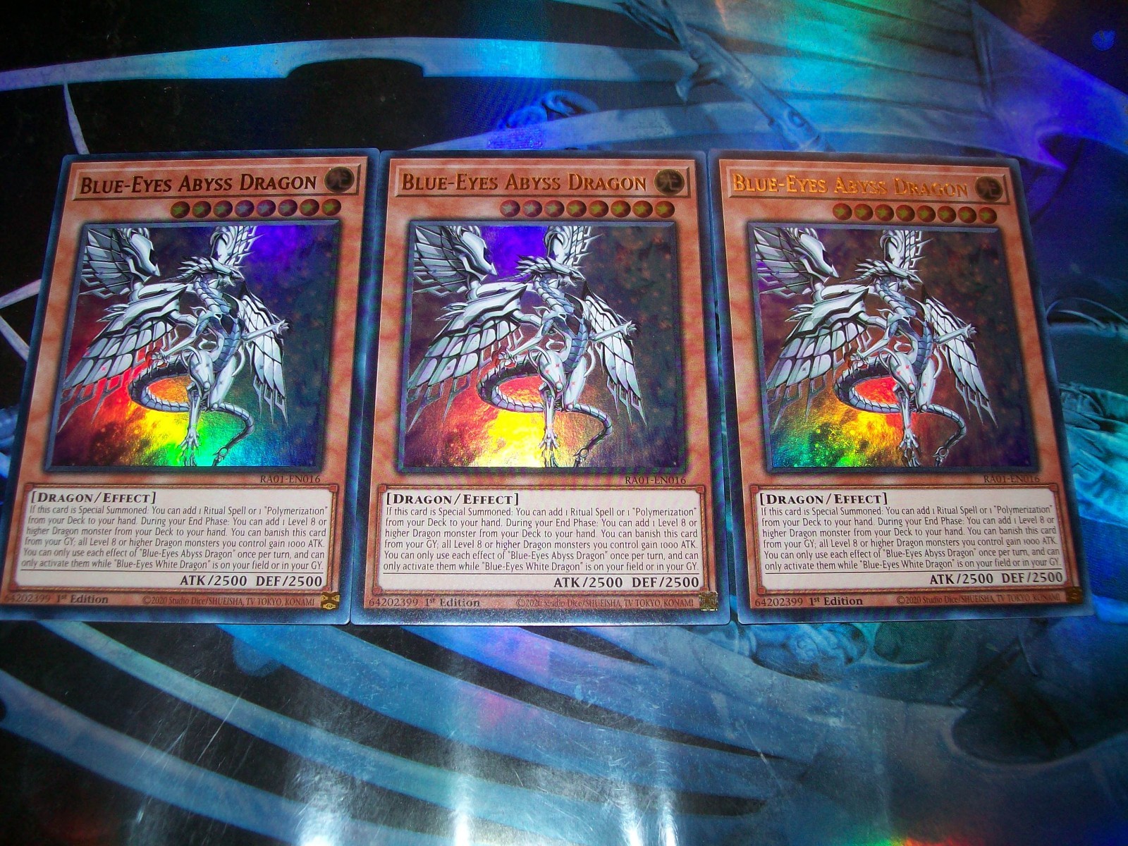 3x Blue-Eyes Abyss Dragon 1st Edition Ultra Rare RA01-EN016 Yu-Gi-Oh!